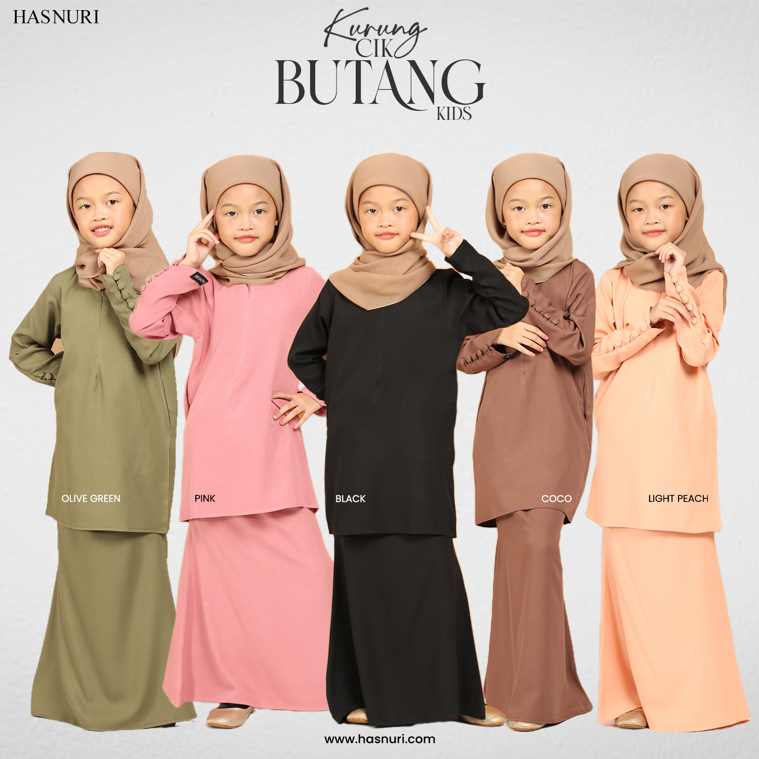 Kurung Cik Butang Kids - Pink