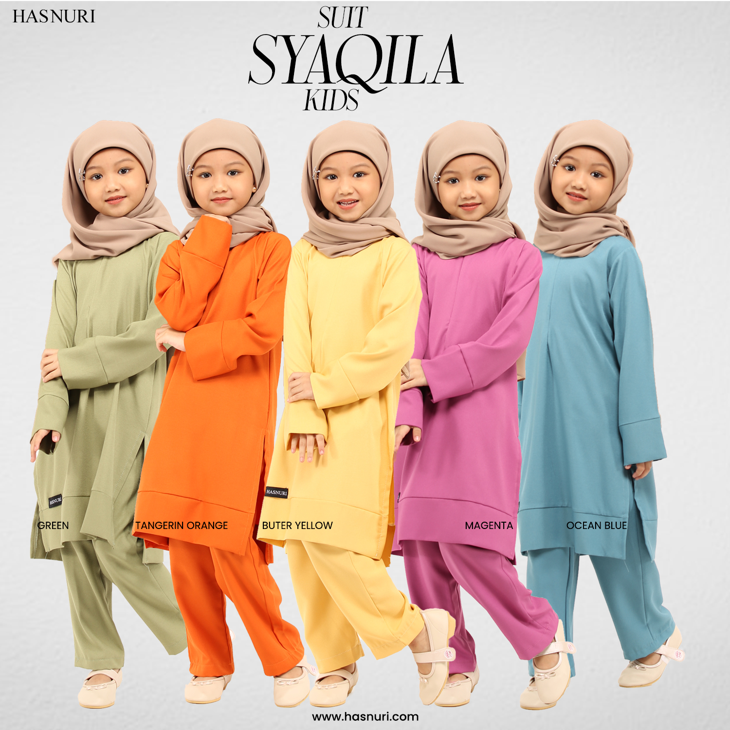 Suit Syaqila Kids - Tangerin Orange
