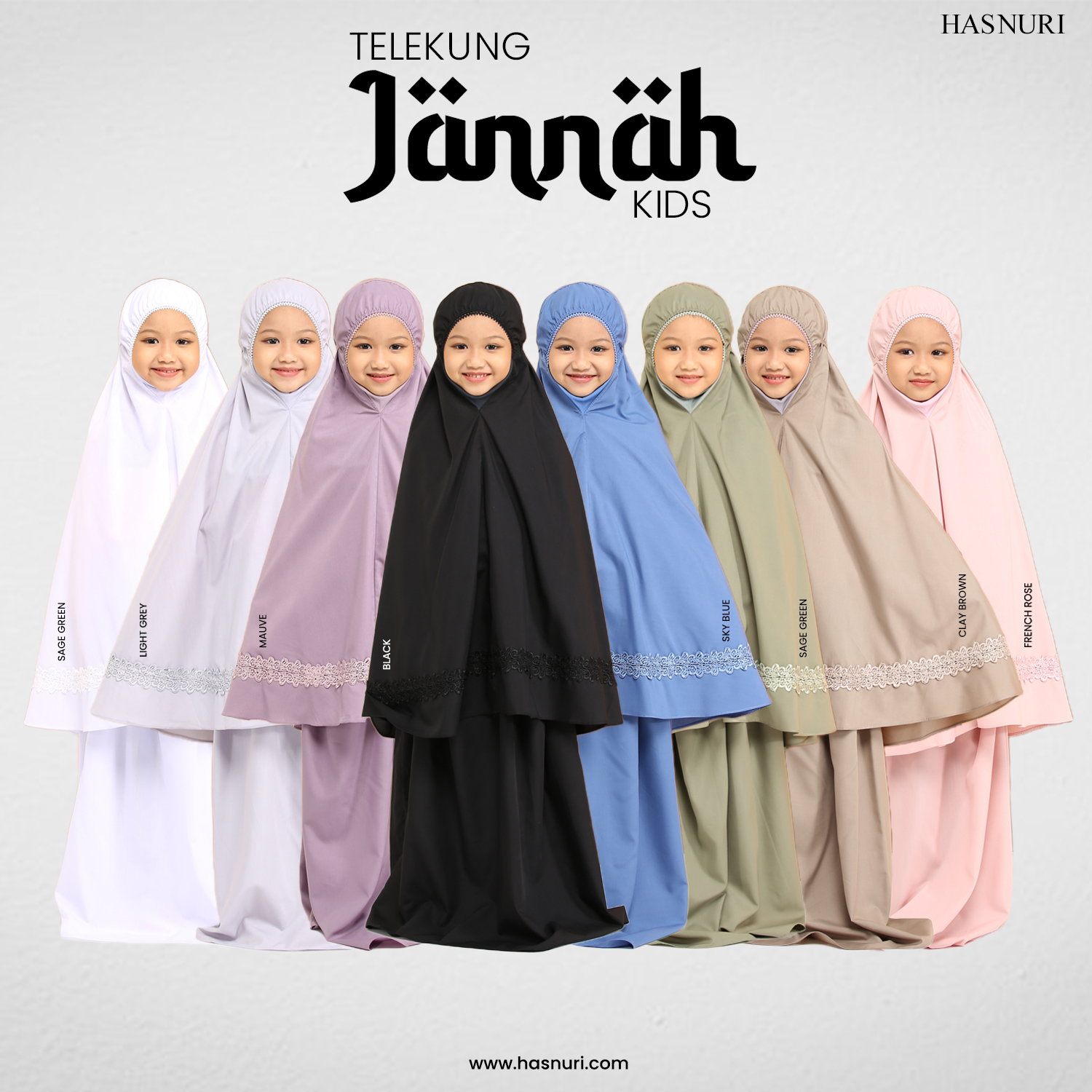 Telekung Jannah Kids - Black
