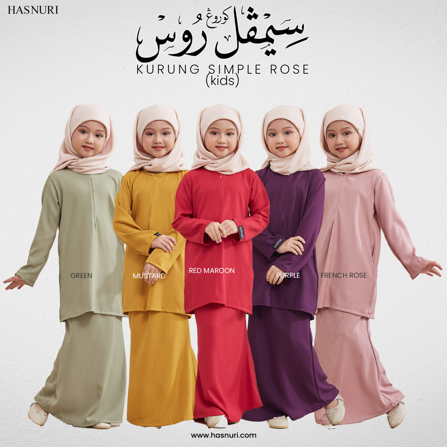 Kurung Simple Rose Kids - Green