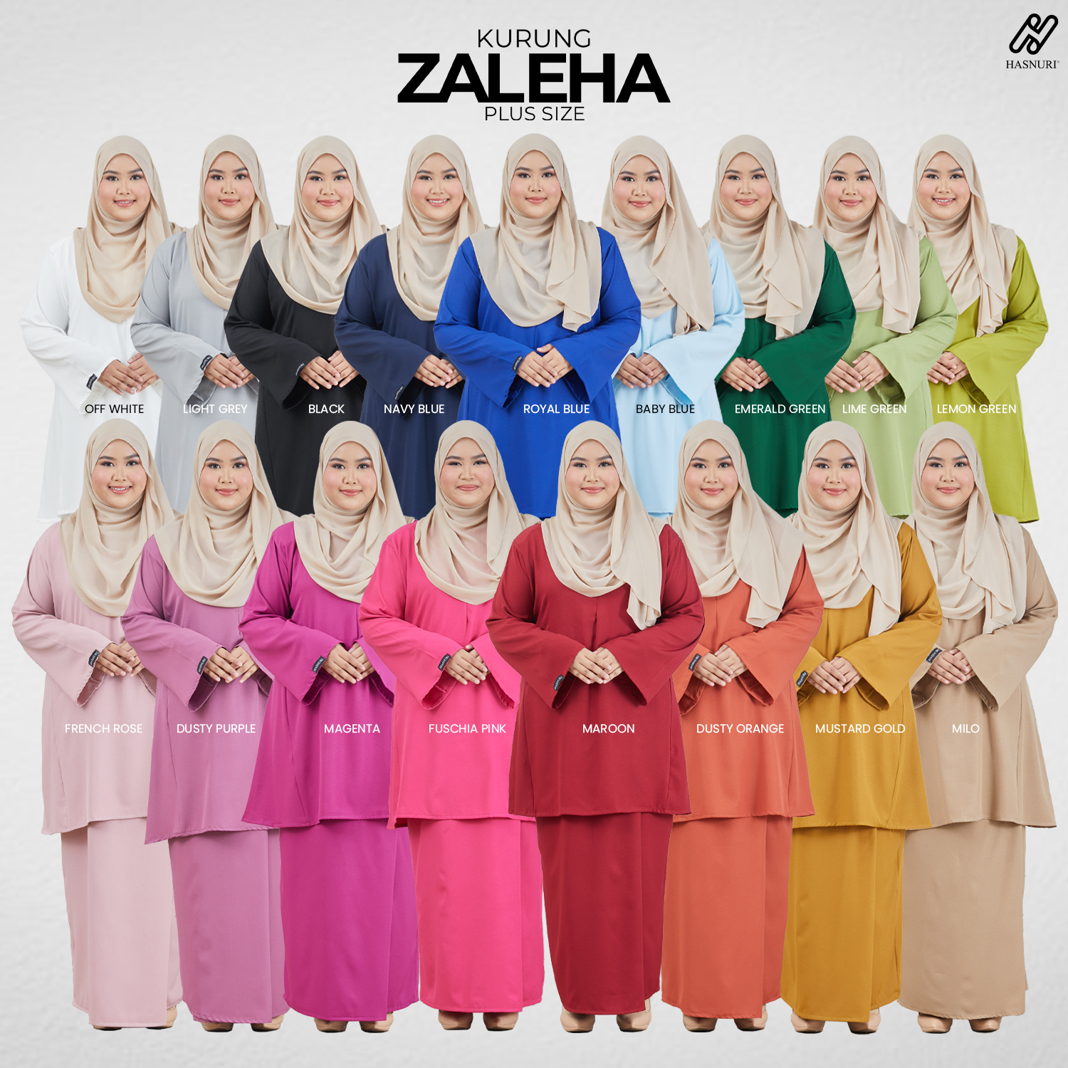 Kurung Zaleha Plus Size - French Rose