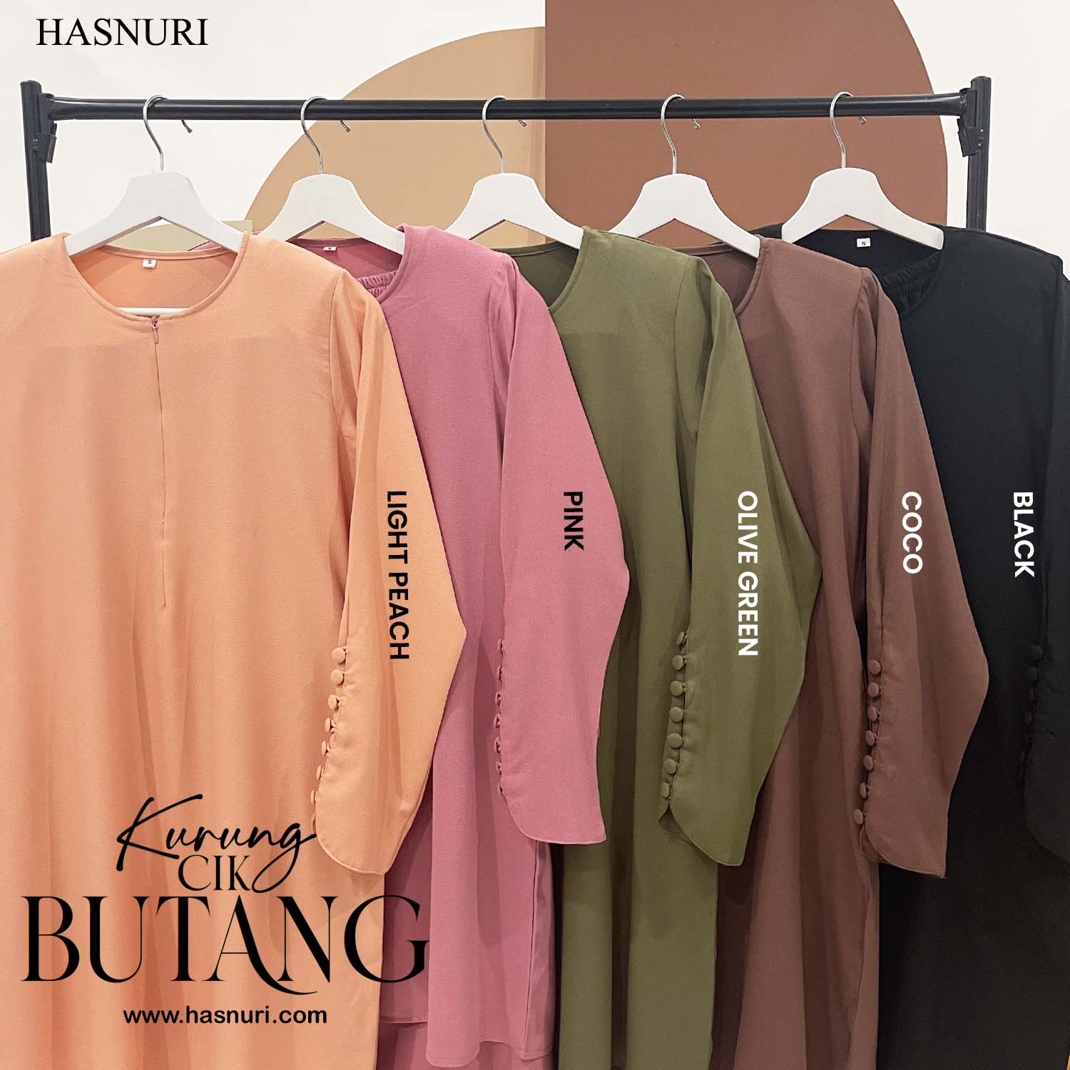 Kurung Cik Butang Kids - Pink