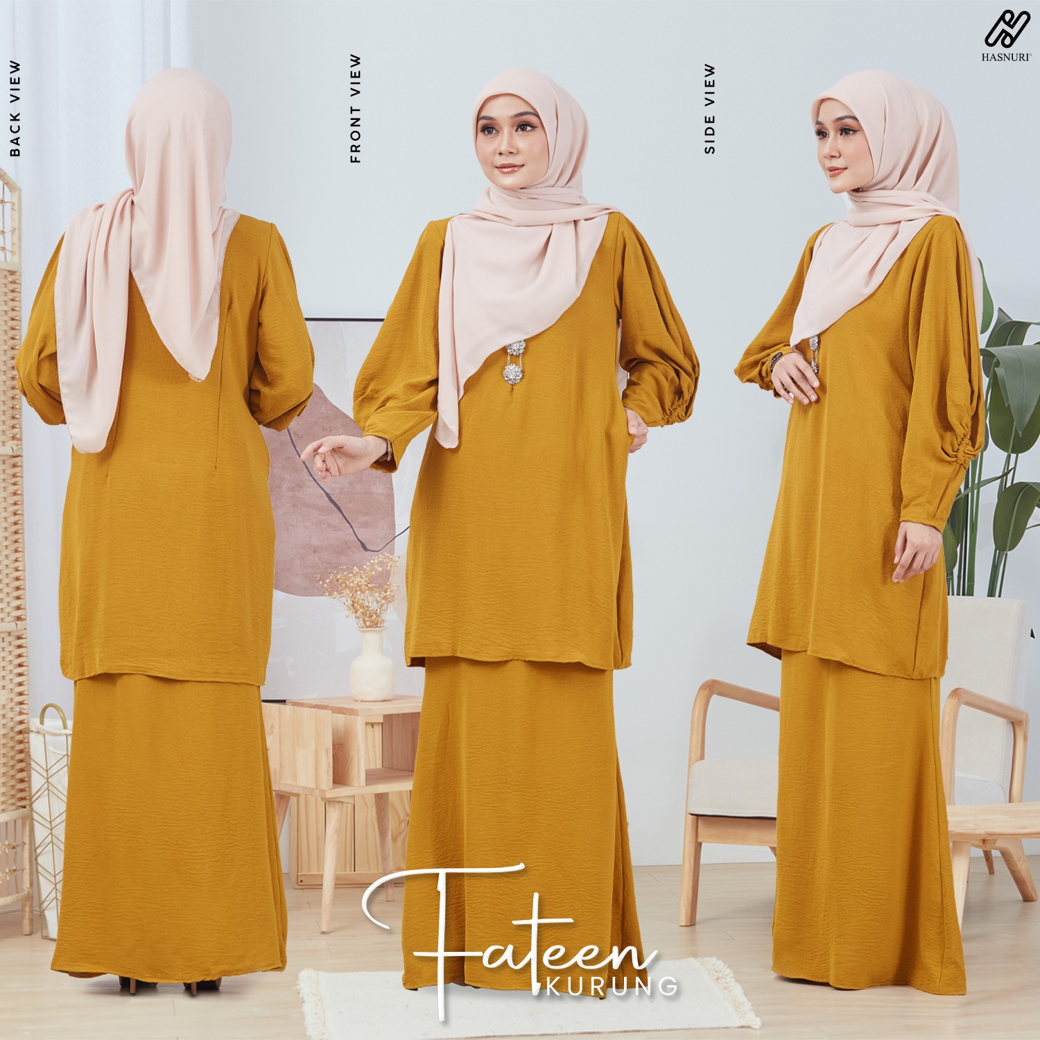 Kurung Fateen - Mustard
