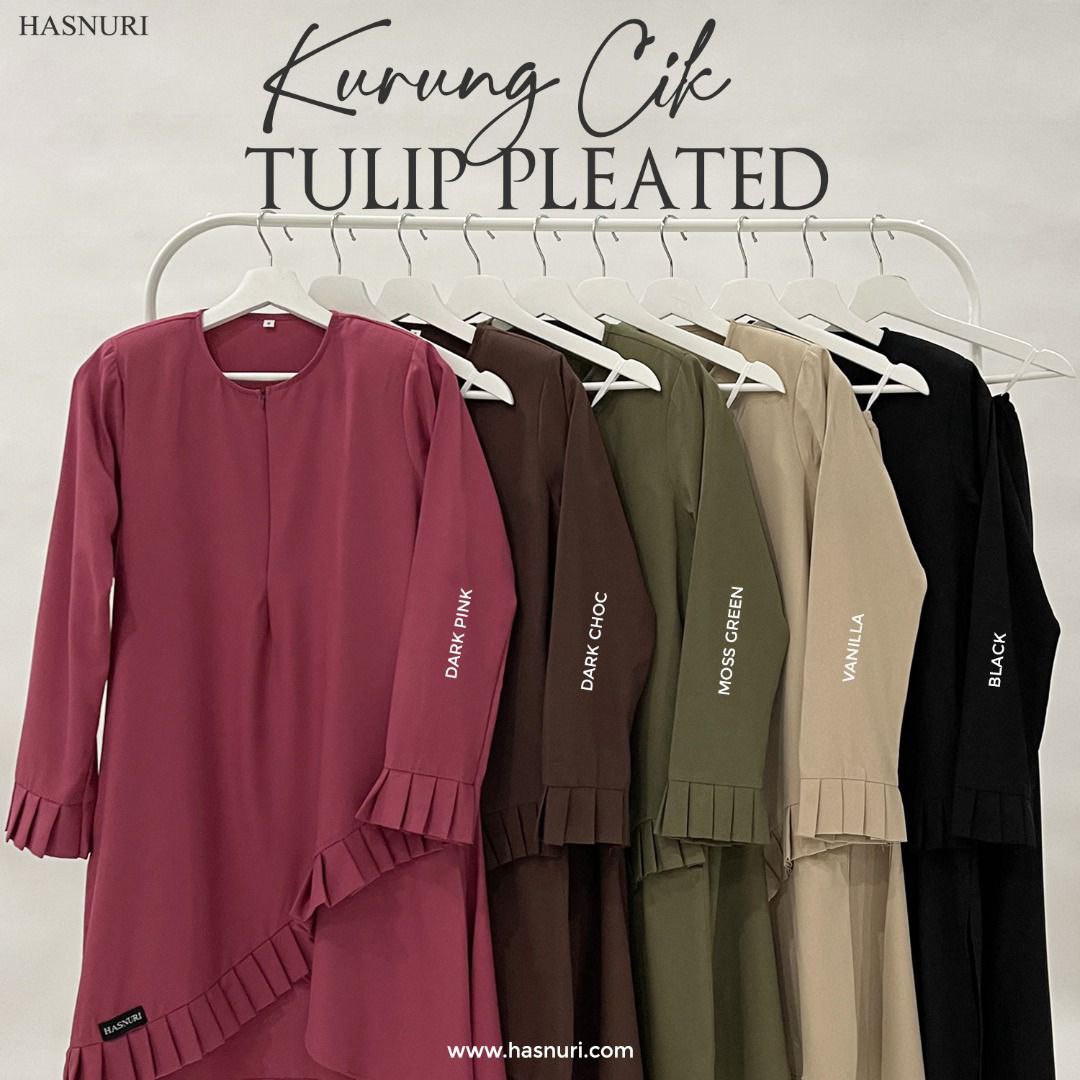 Kurung Cik Tulip Pleated - Red