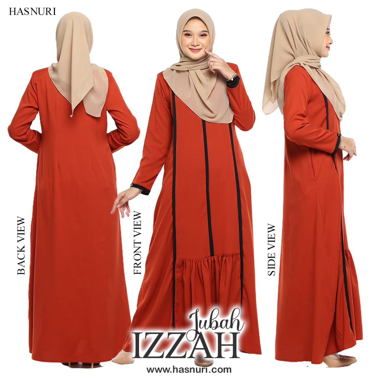 Jubah Izzah - Dark Orange