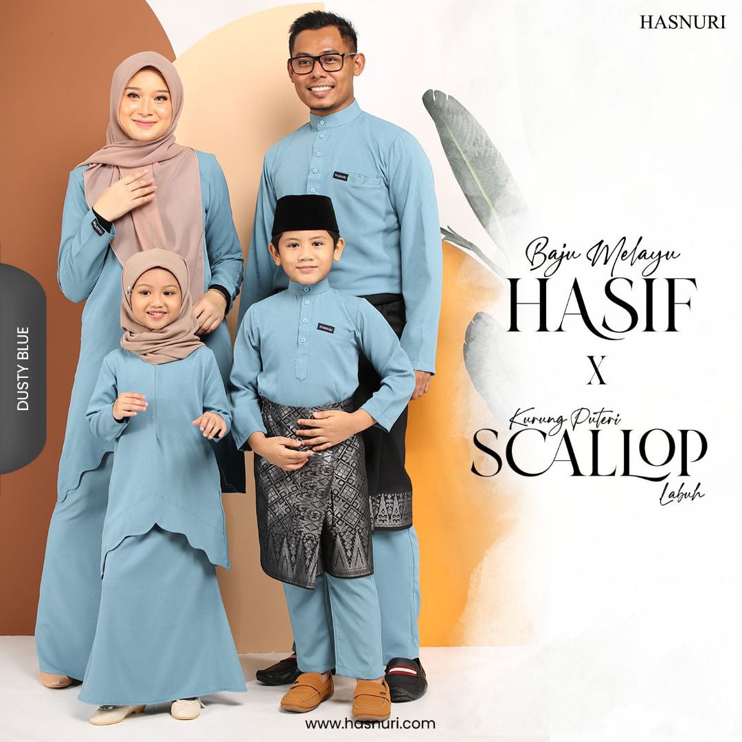 Baju Melayu Hasif Kids - Dusty Blue