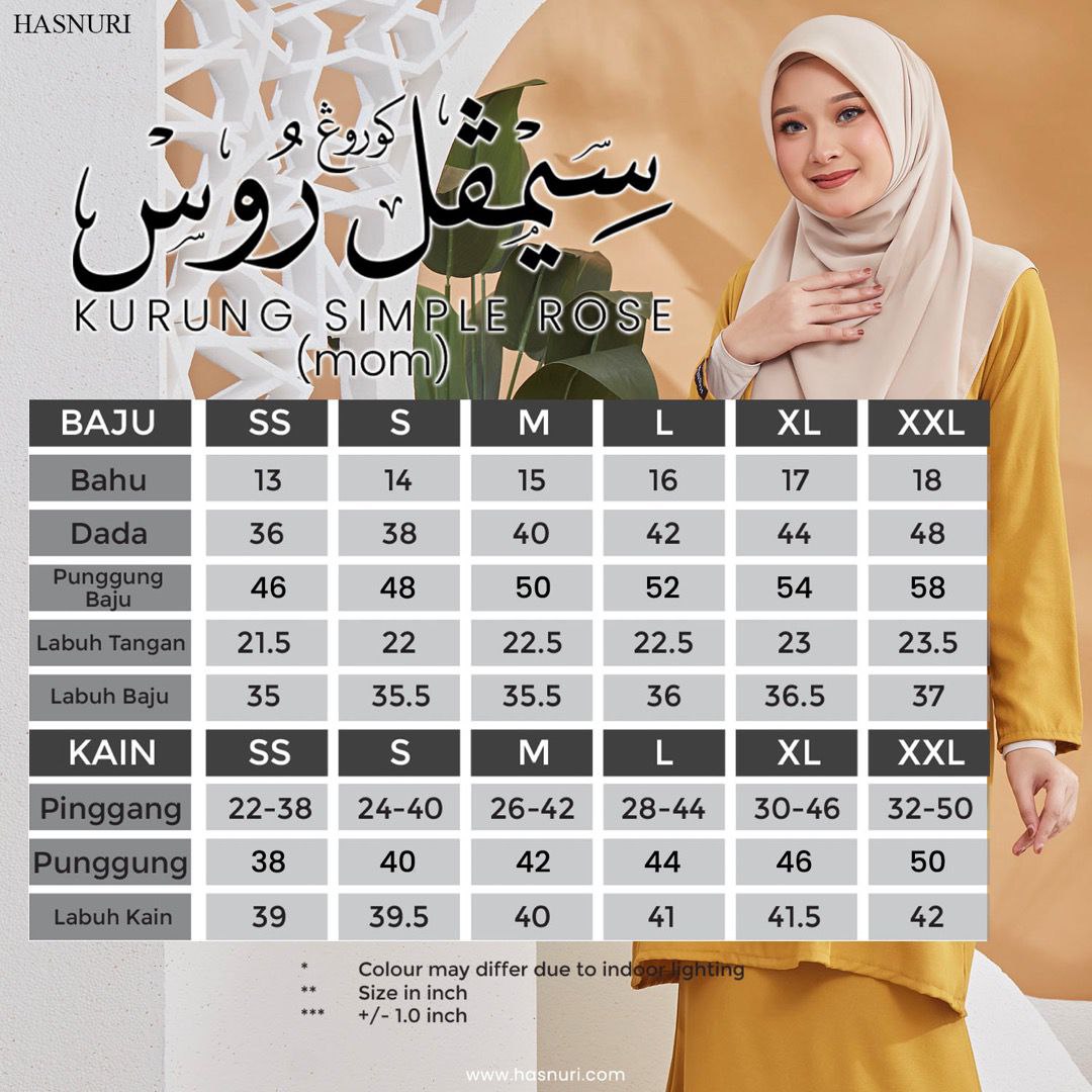 Kurung Simple Rose - Orange