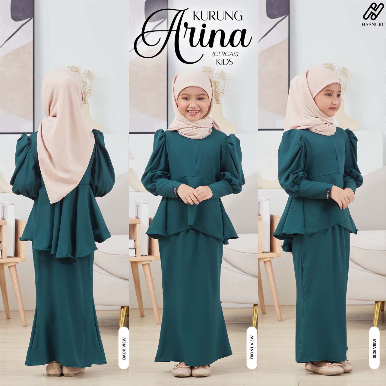Kurung Arina Kids - Ash Grey