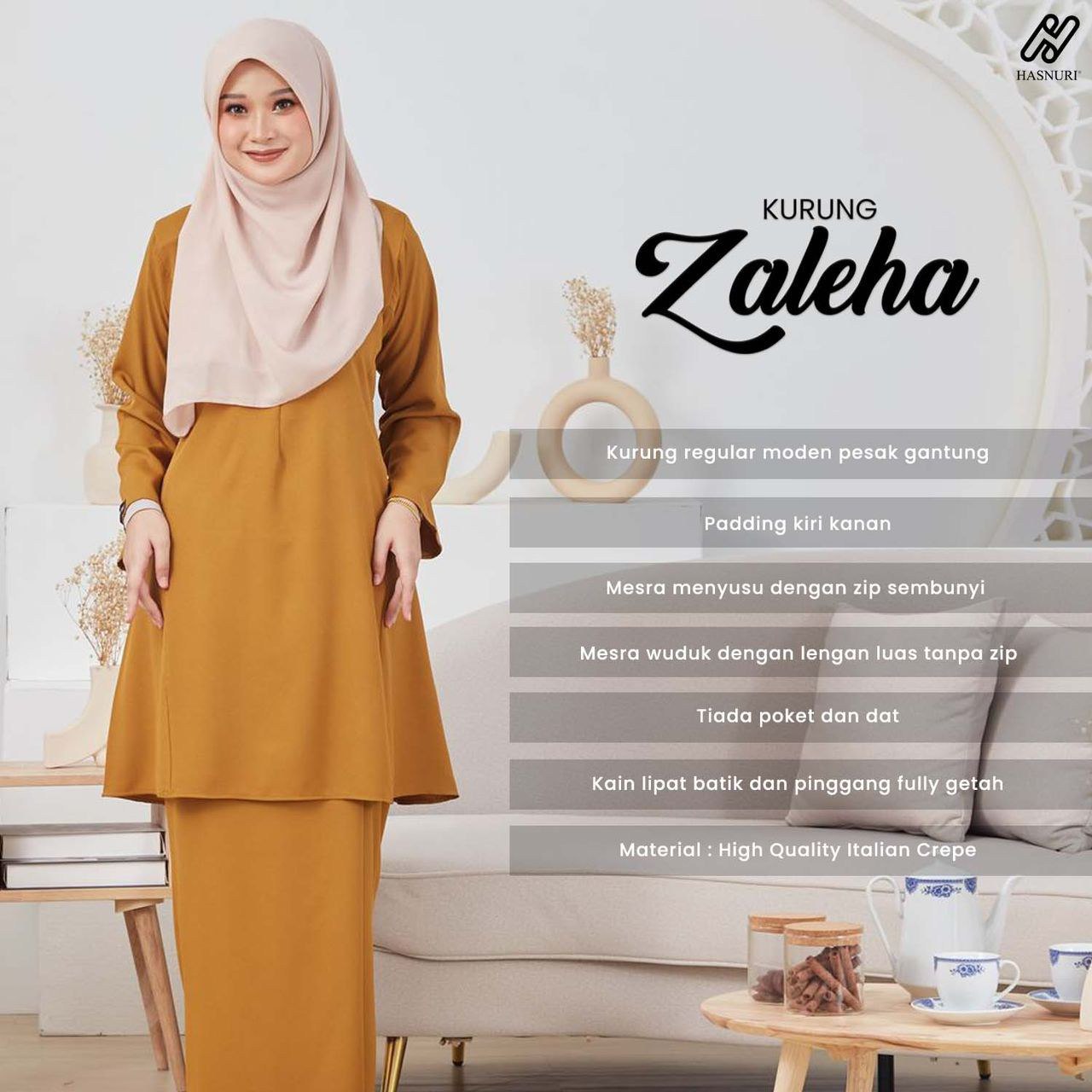 Kurung Zaleha - Moss Yellow