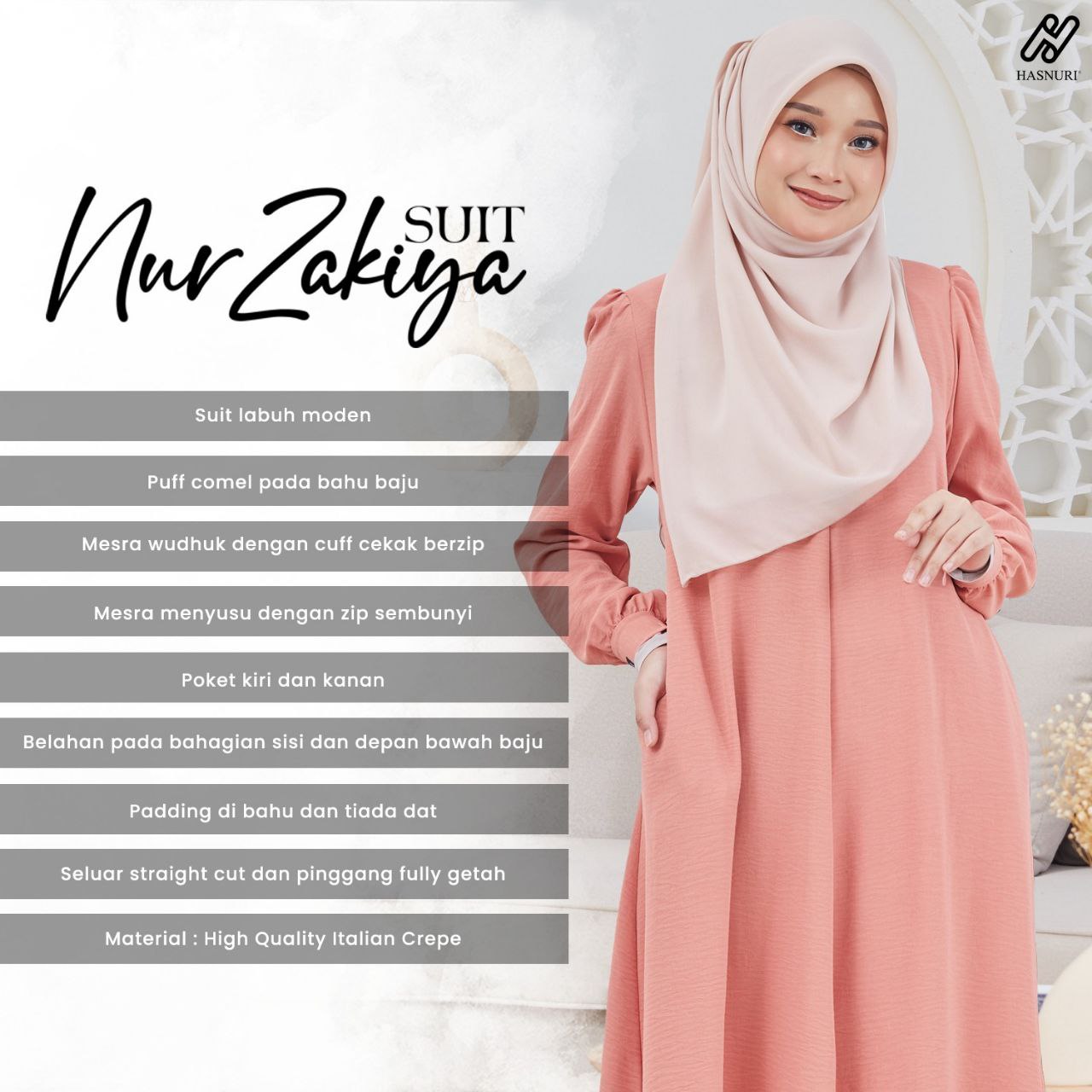 Suit Nur Zakiya - White