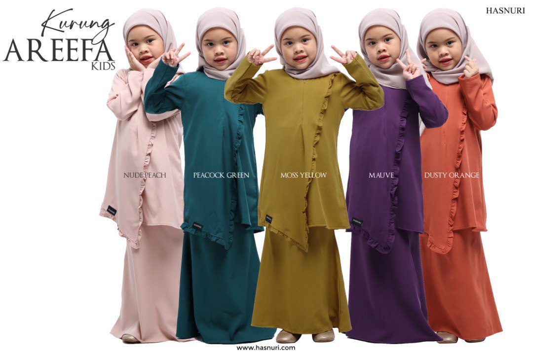 Kurung Areefa Kids - Moss yellow