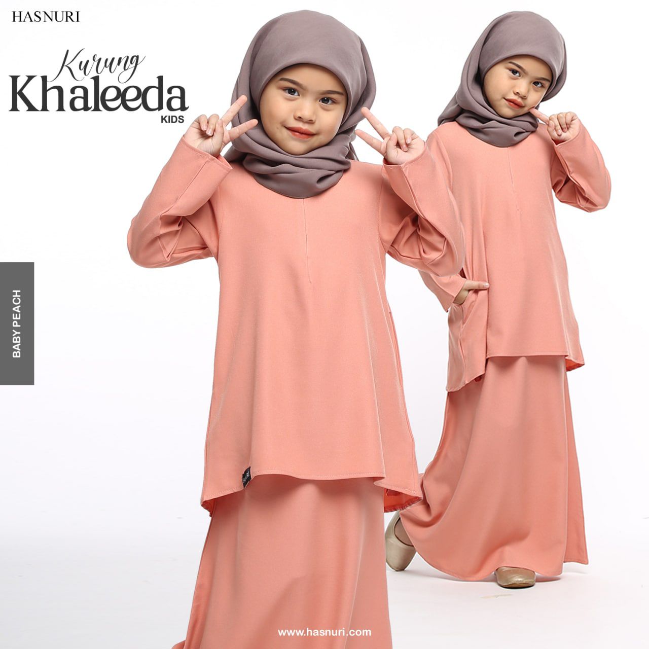 Kurung Khaleeda Kids - Baby Peach