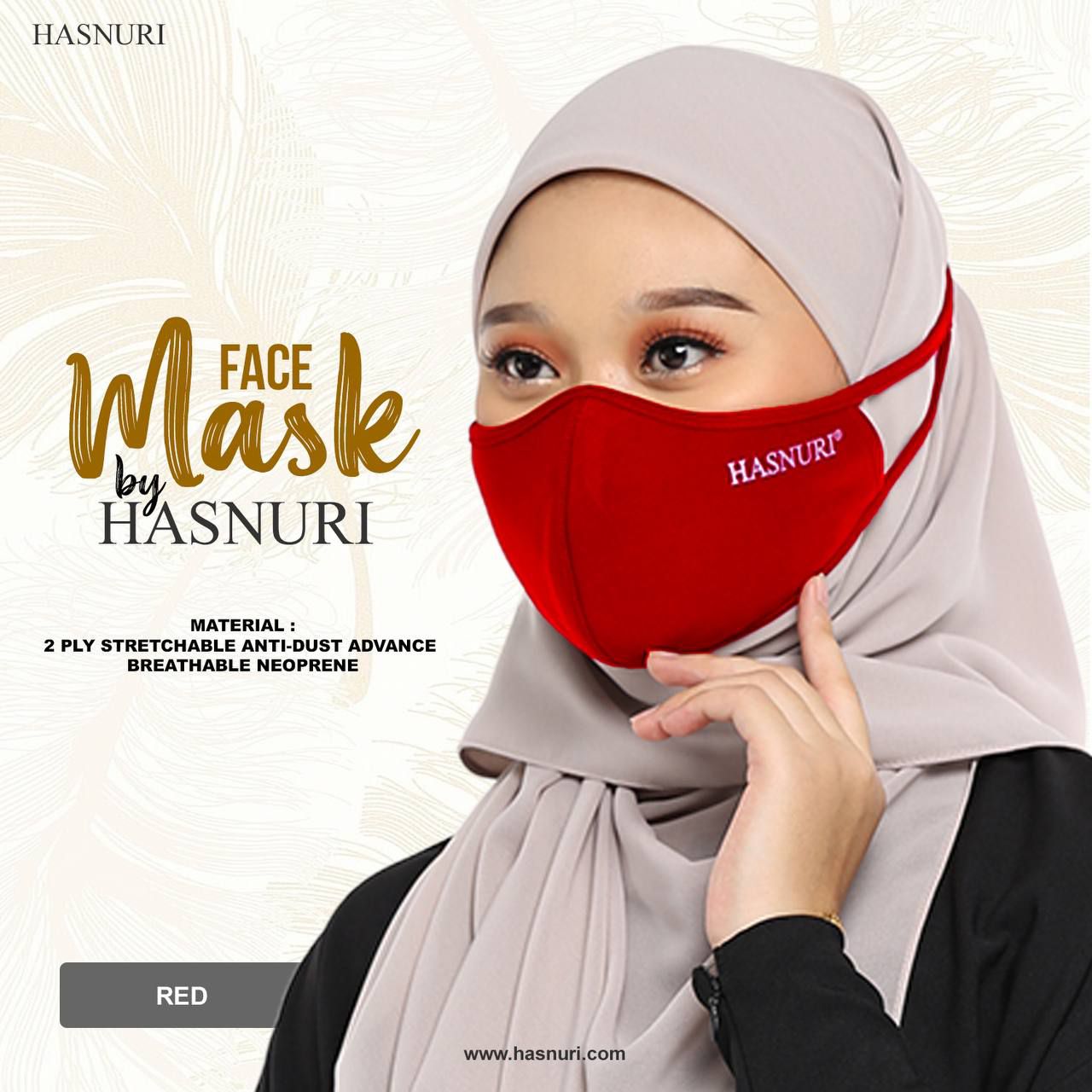 Face Mask Hasnuri - Red