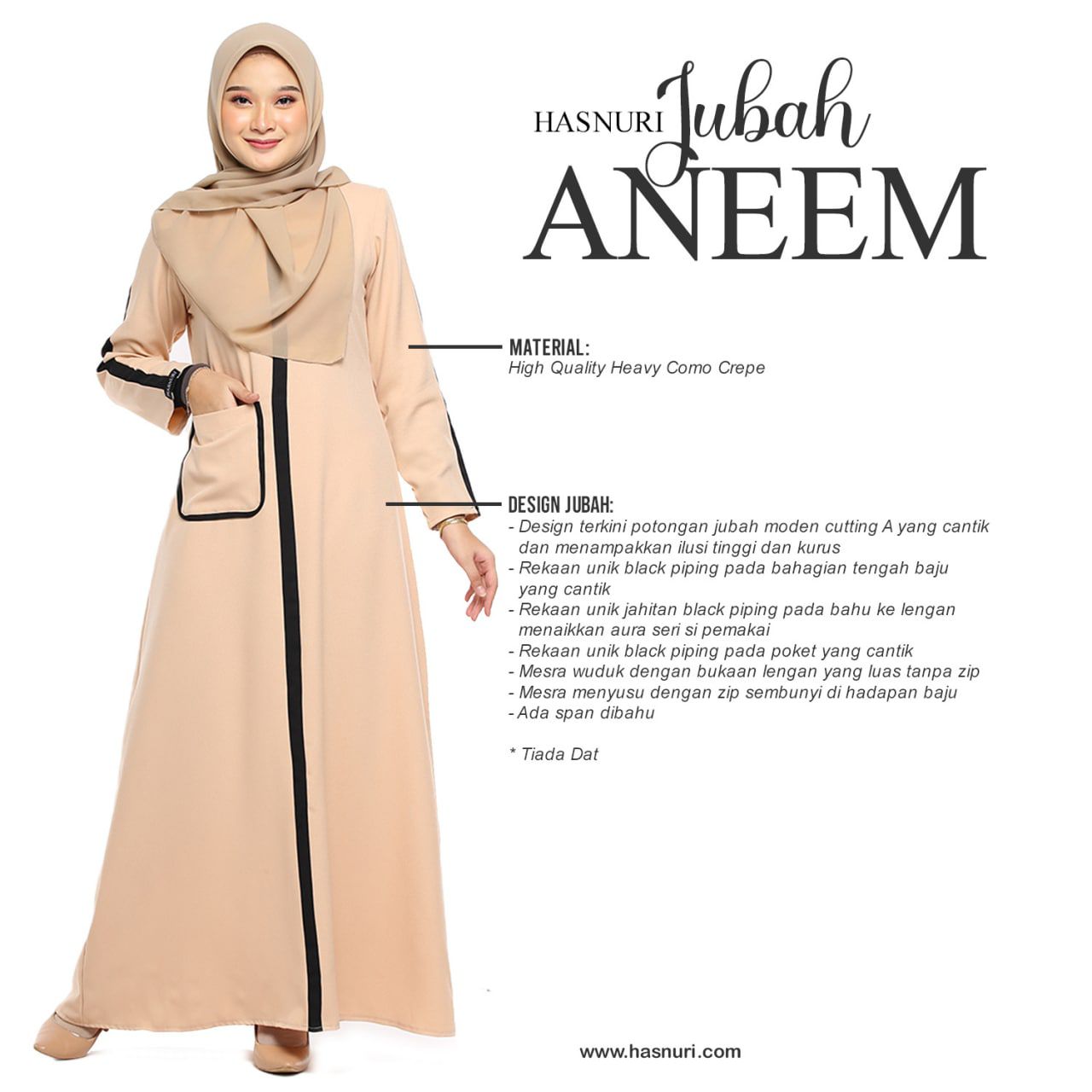 Jubah Aneem - Dusty Peach