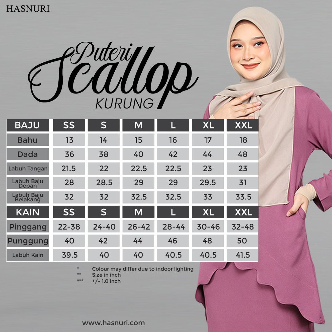 Kurung Puteri Scallop - Dark Choc