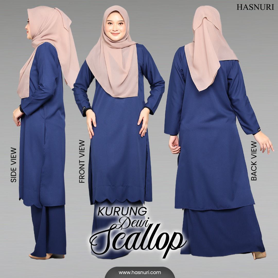 Kurung Dewi Scallop - Soft Pink