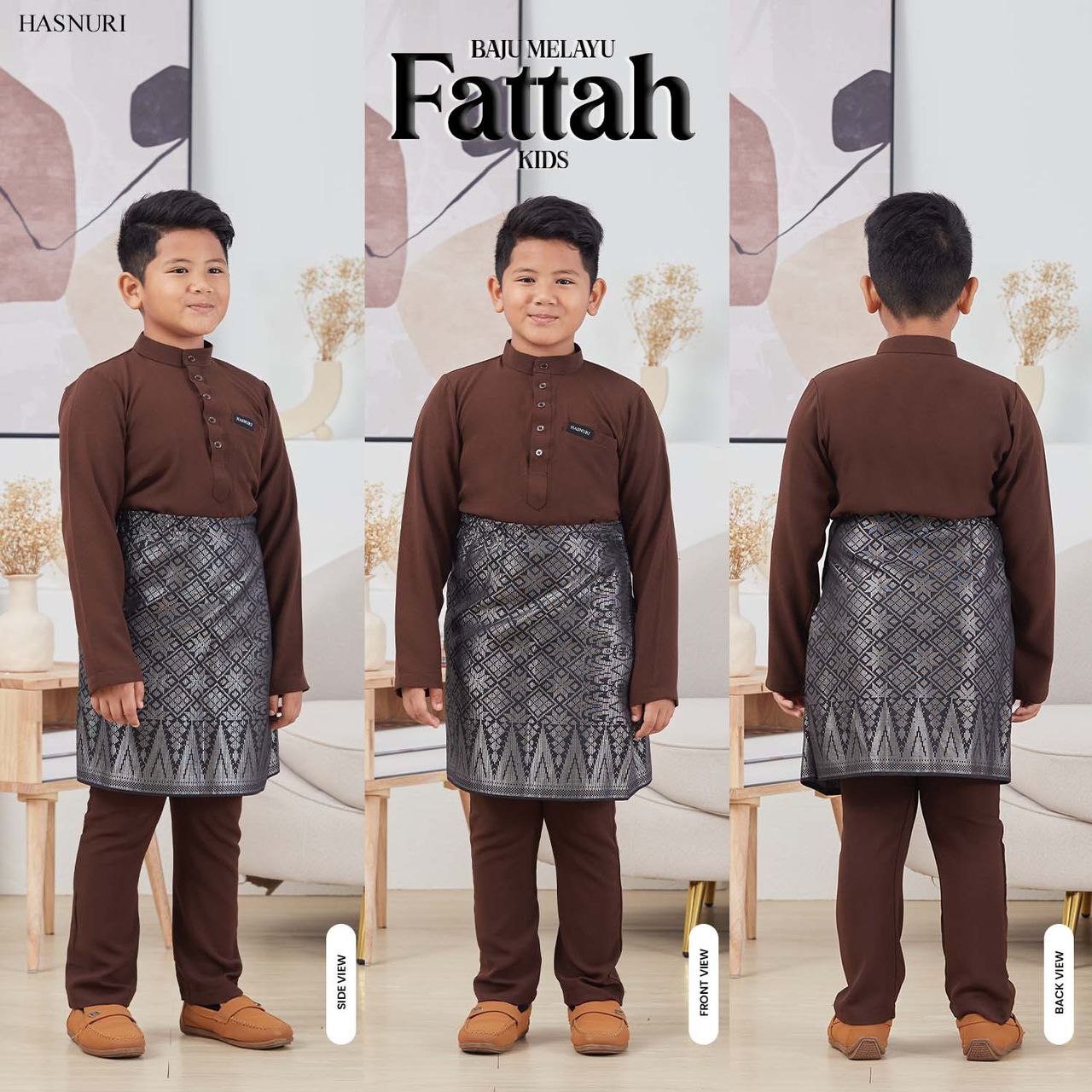 Baju Melayu Fattah Kids - Dark Choc