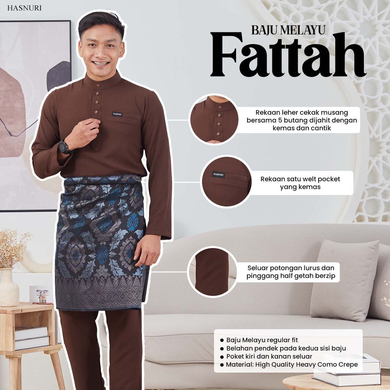 Baju Melayu Fattah - Orange