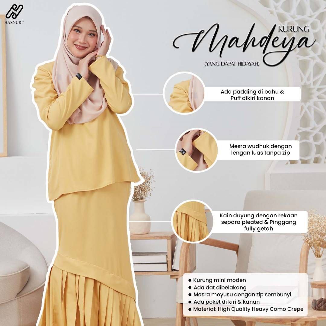 Kurung Mahdeya - Butter Yellow