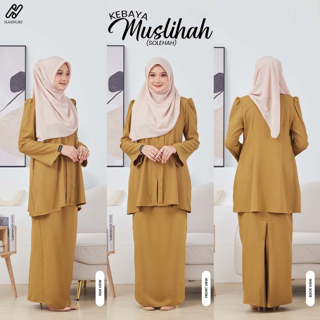 Kebaya Muslihah - Moss Yellow
