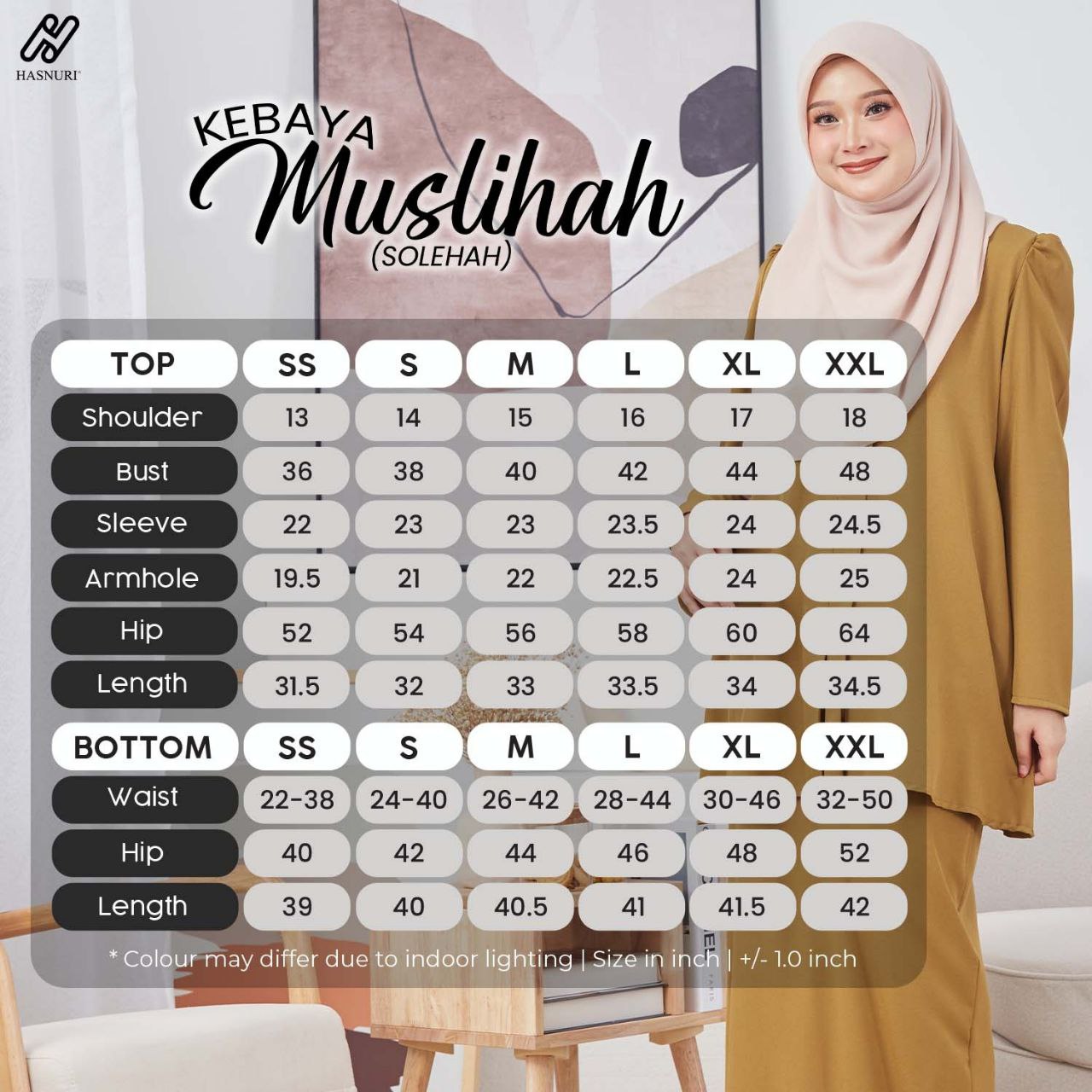Kebaya Muslihah - Moss Yellow