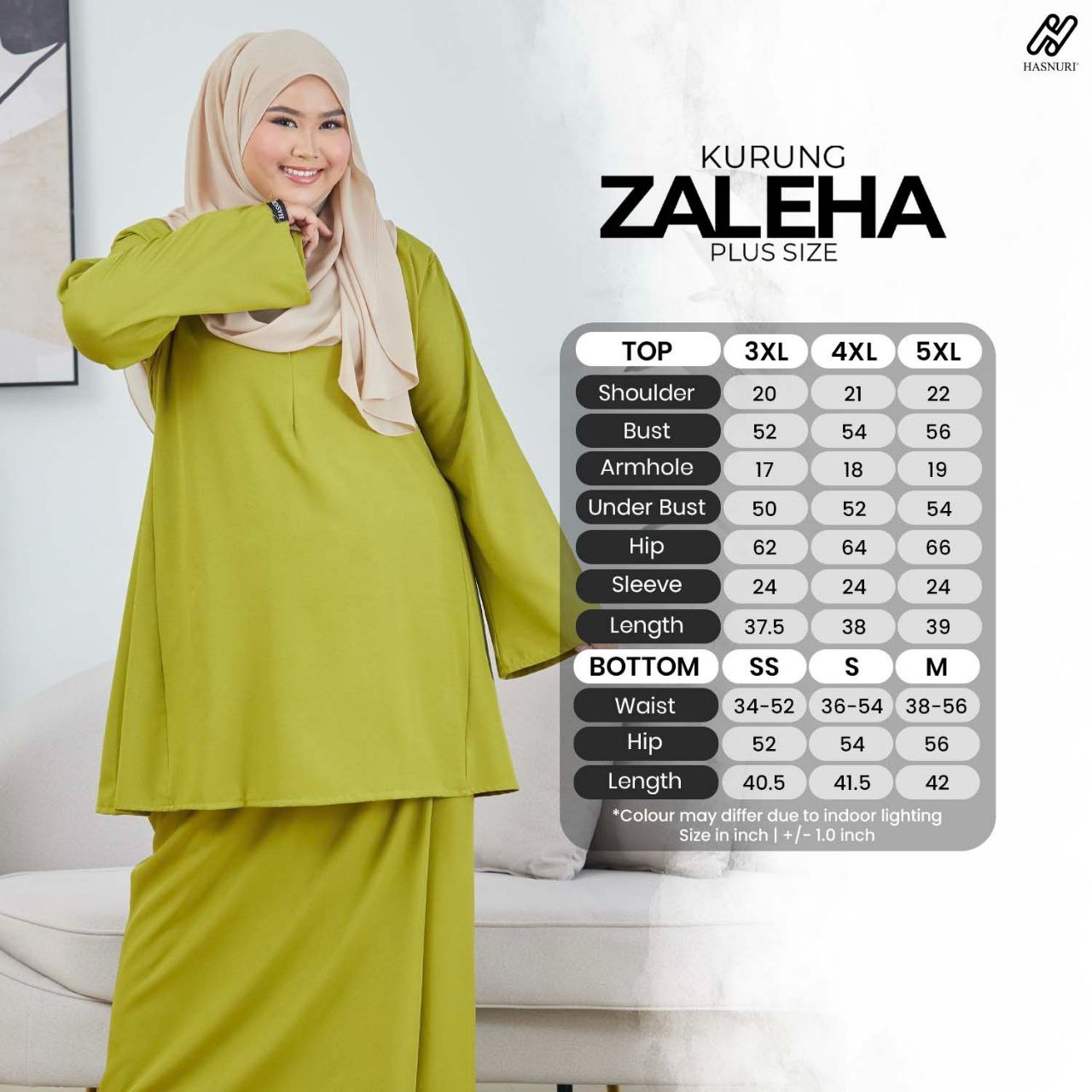 Kurung Zaleha Plus Size - French Rose