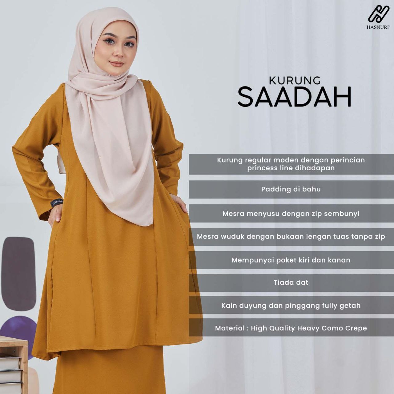 Kurung Saadah - Mustard Gold
