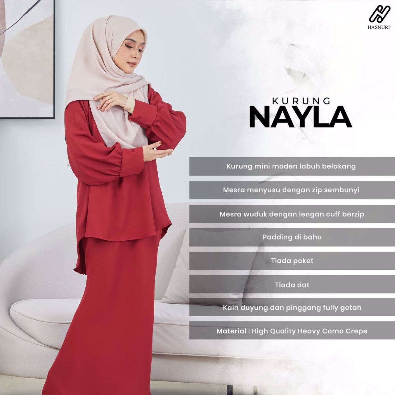 Kurung Nayla - Maroon