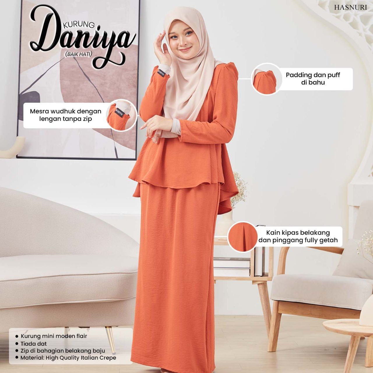 Kurung Daniya - Orange