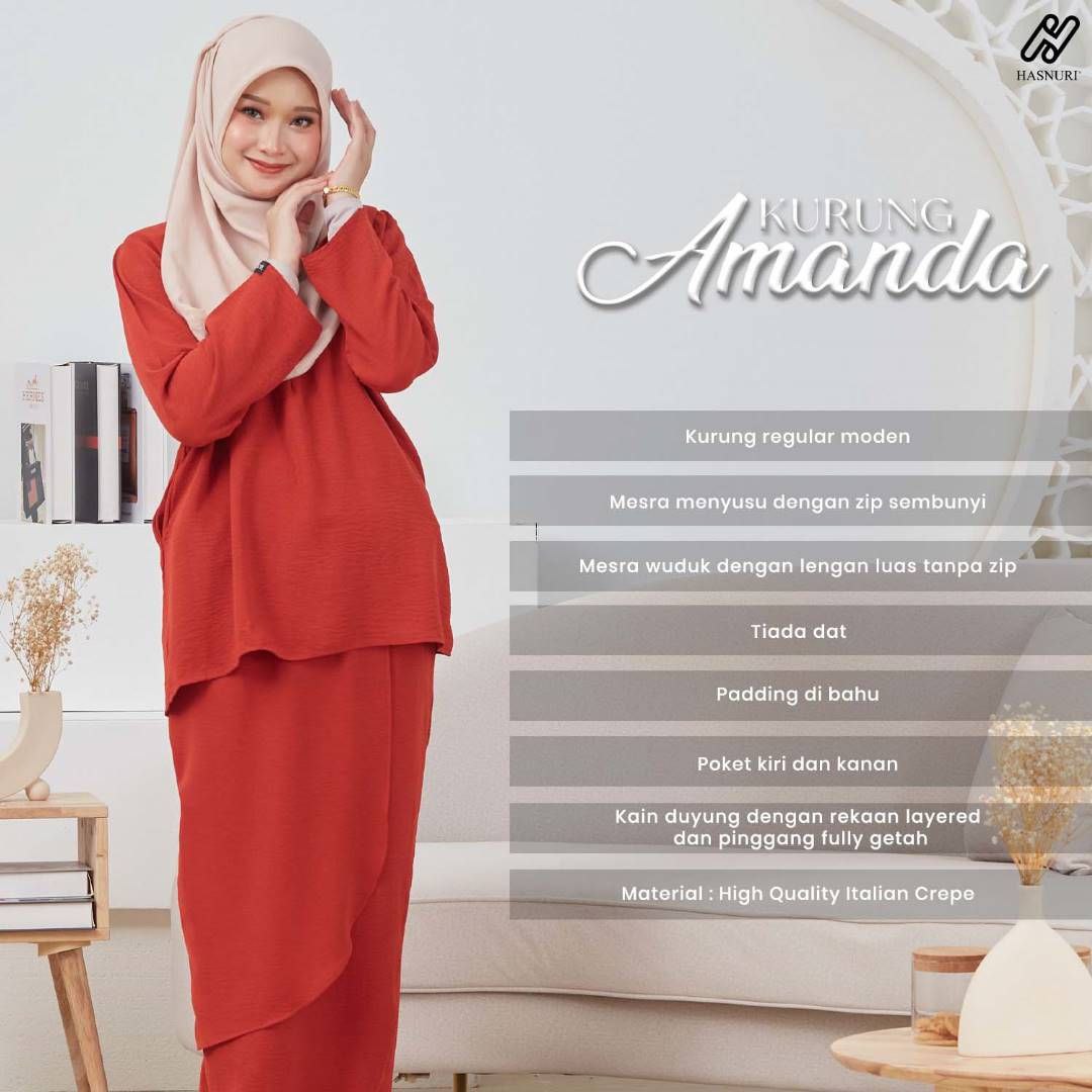 Kurung Amanda - Red Maroon