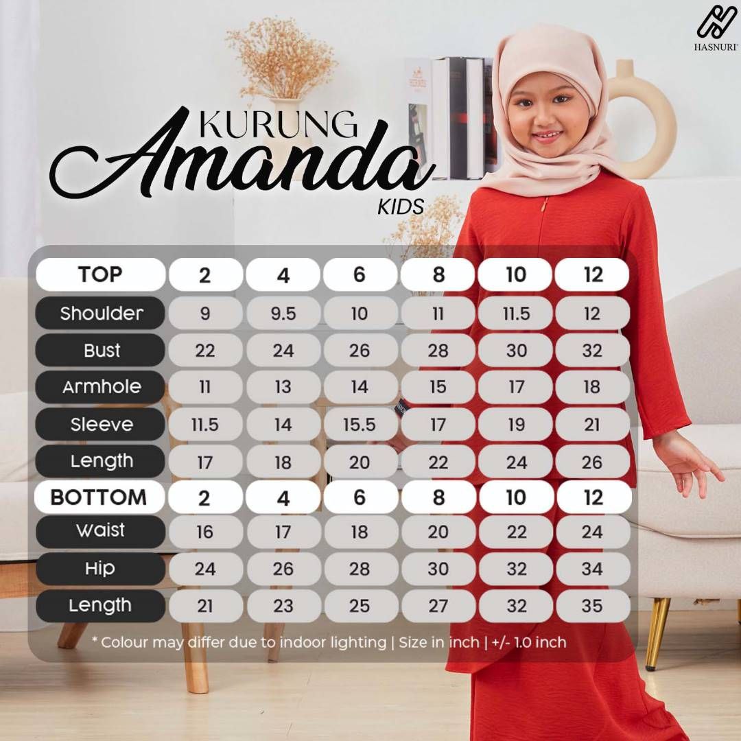 Kurung Amanda Kids - Red Maroon