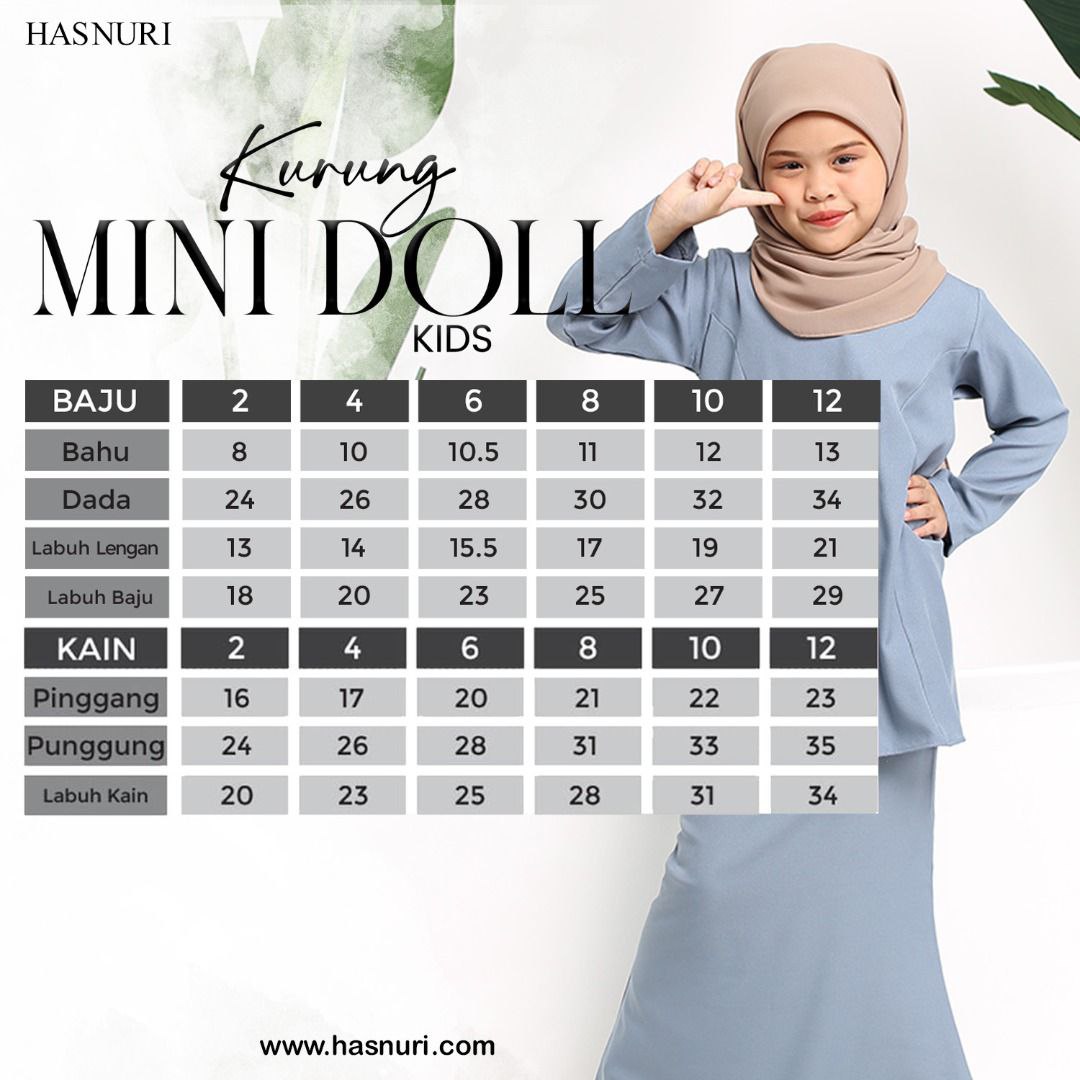 Kurung Mini Doll Kids - Jade Green