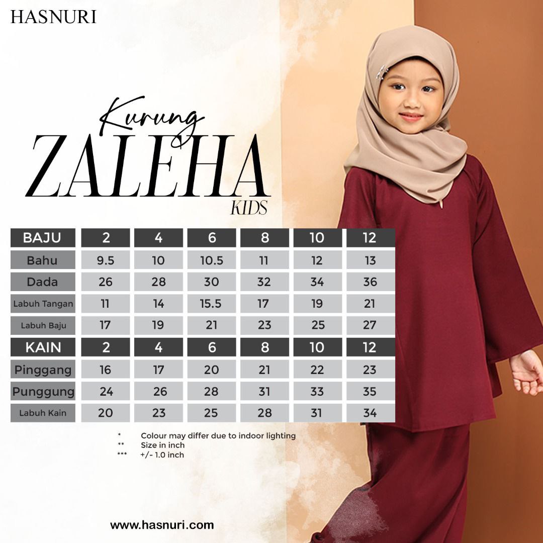 Kurung Zaleha Kids - Pink