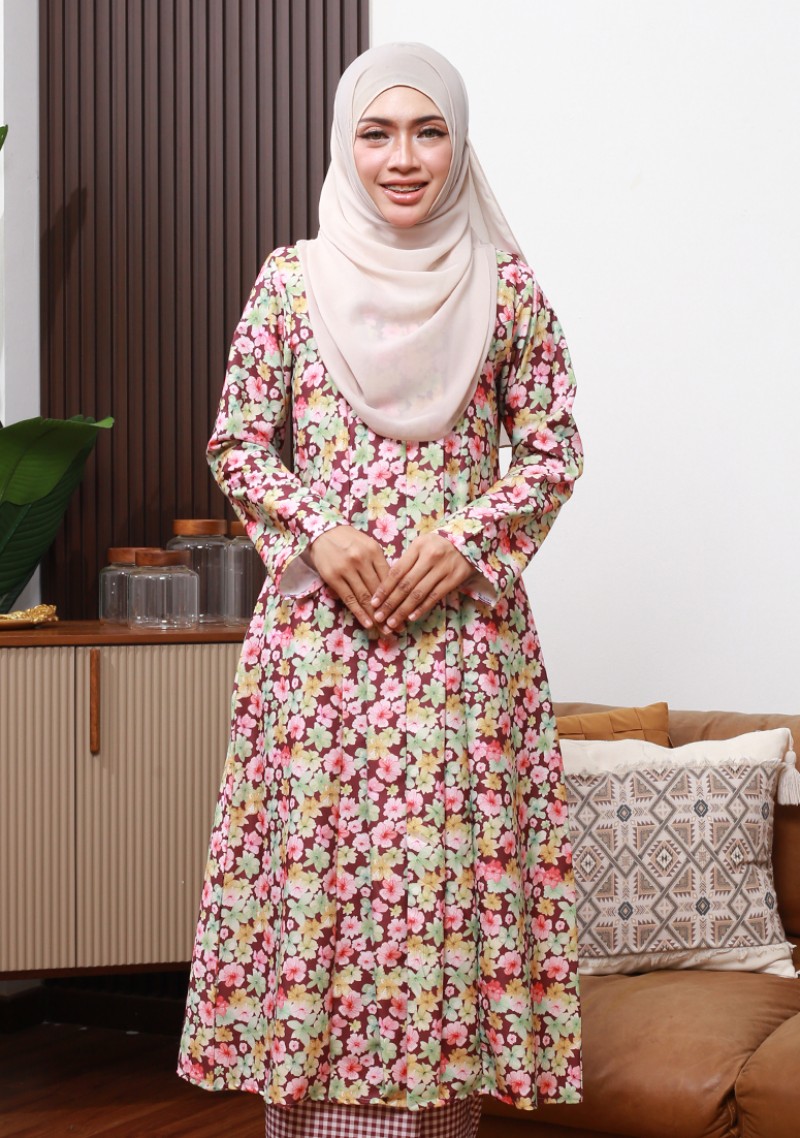 Kebaya Sri Daisy - Burgundy