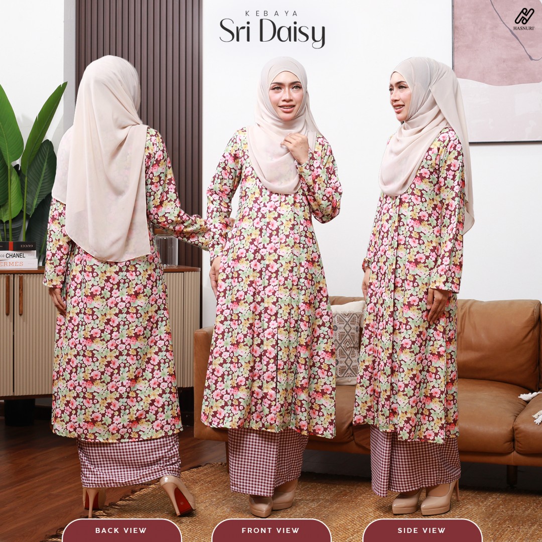 Kebaya Sri Daisy - Burgundy