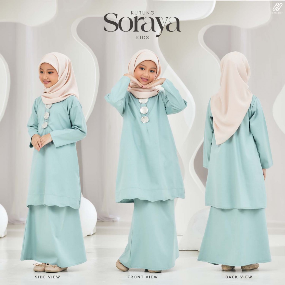 Kurung Soraya Kids - Mint Green