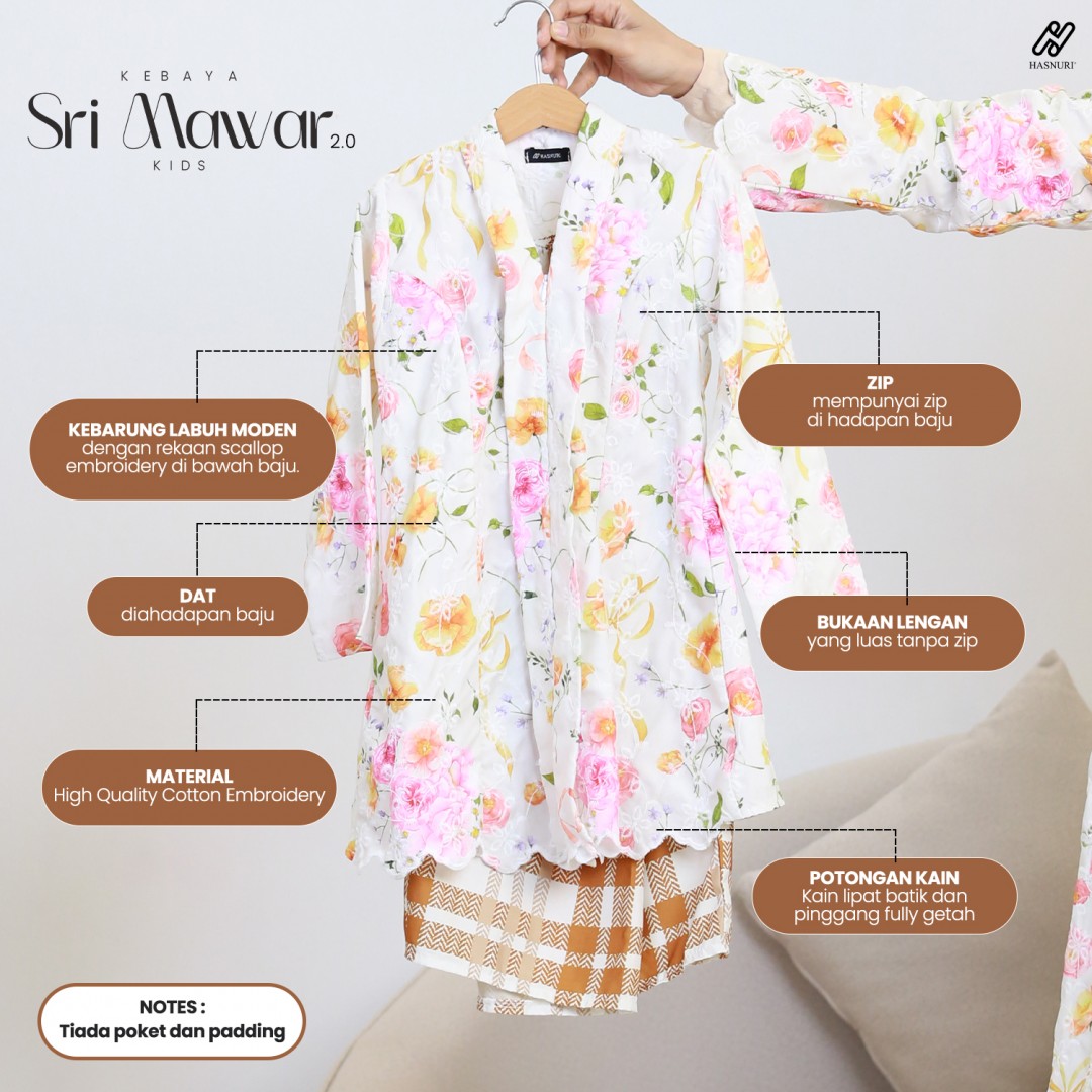 Kebaya Sri Mawar Kids 2.0 - Ocean Blue