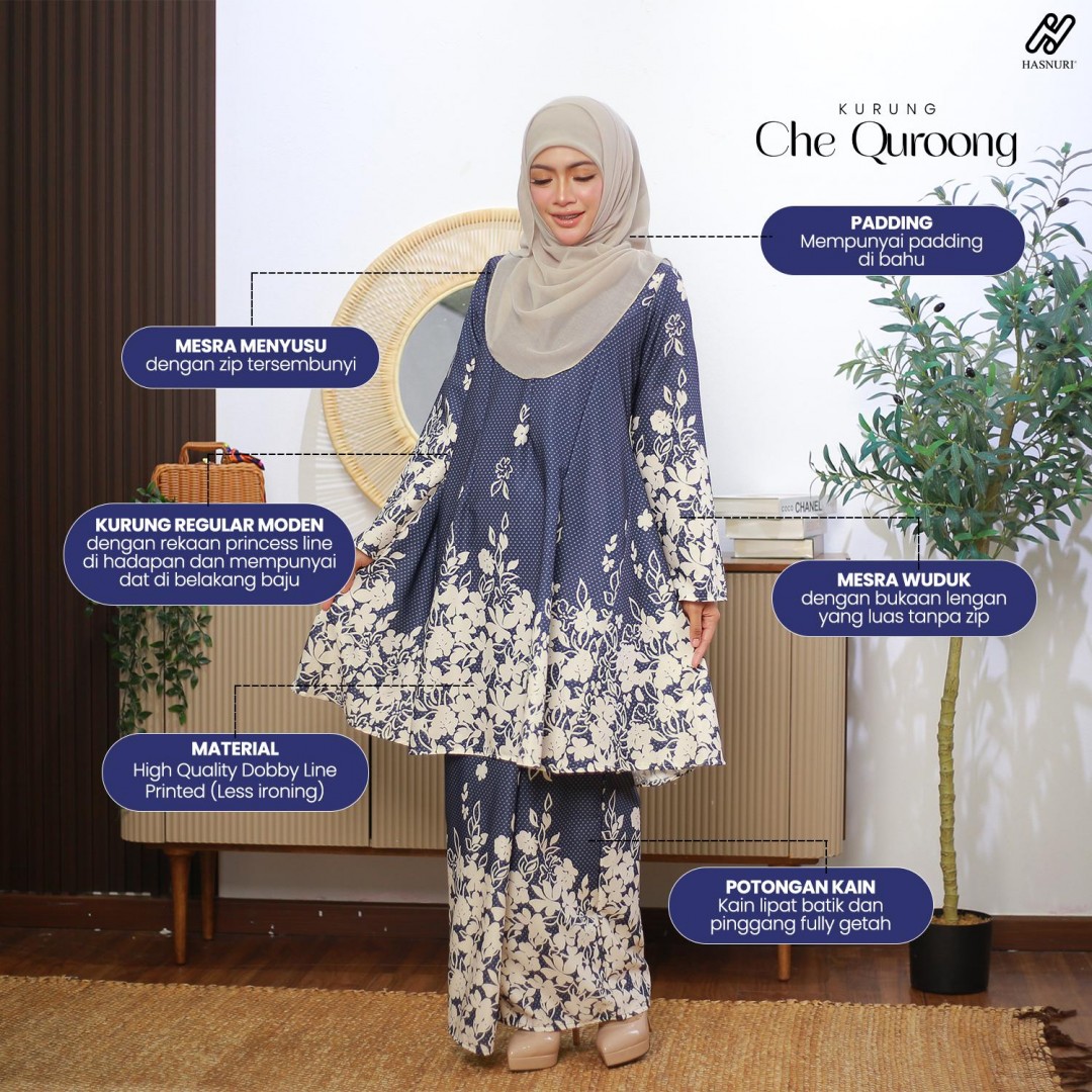 Kurung Che Quroong - Maroon