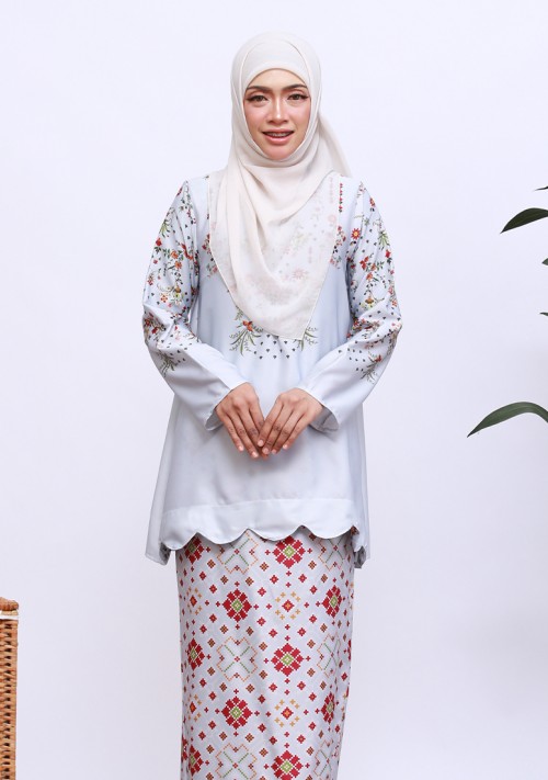 Kurung Amna Mini - Blue Grey