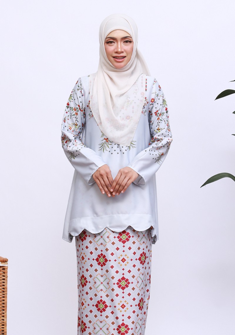 Kurung Amna Mini - Blue Grey