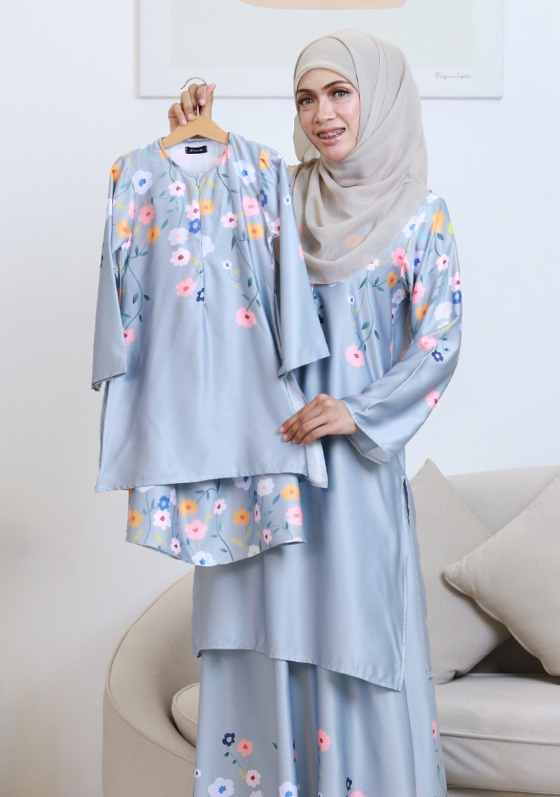 Kurung Princess Aireen Kids - Blue Grey