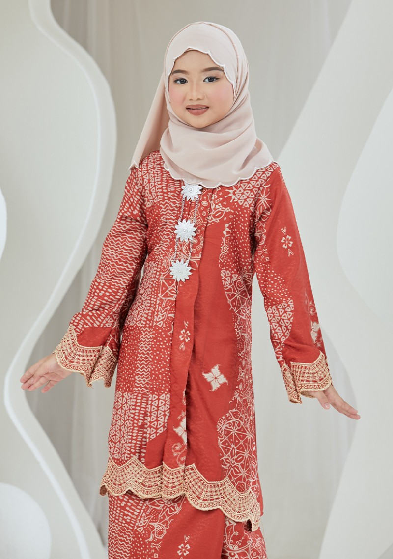 Kebaya Cindai Kids - Burnt Orange