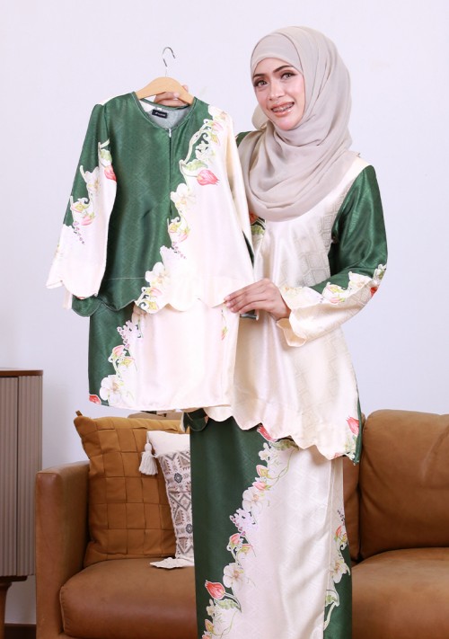 Kurung Sri Lily Kids - Emerald Green