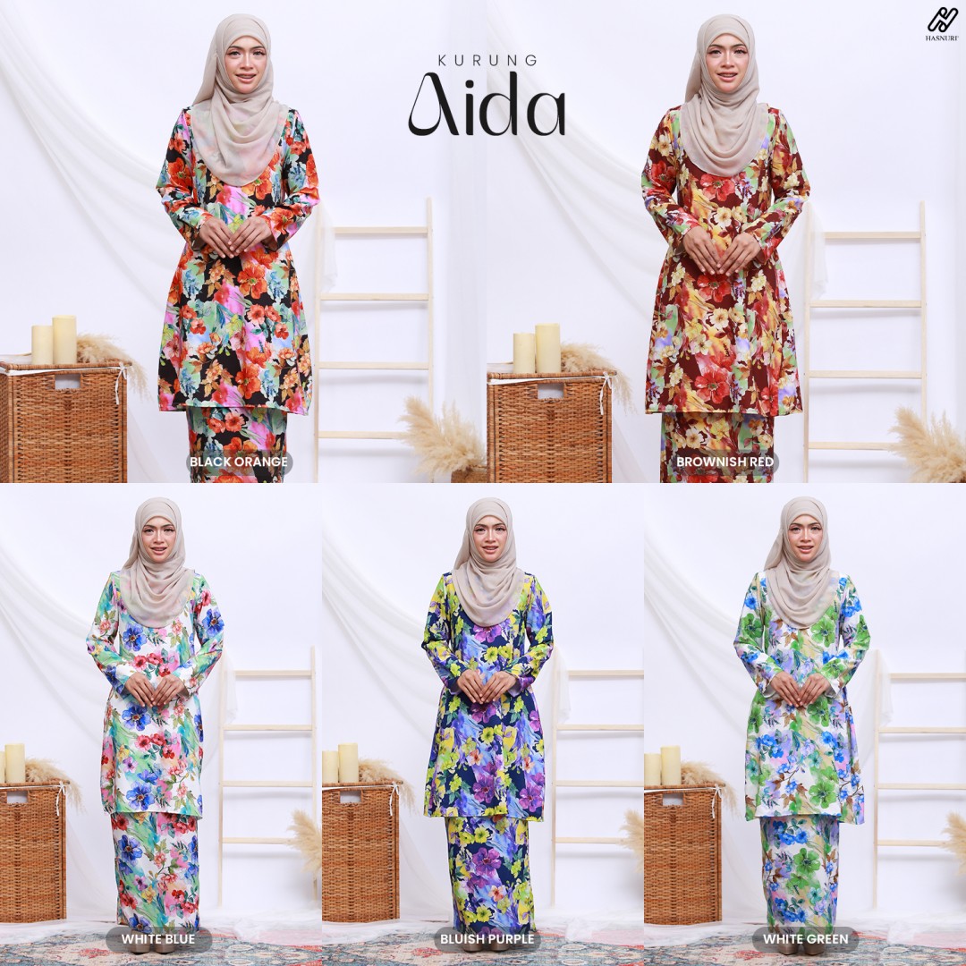 Kurung Aida - Black Orange