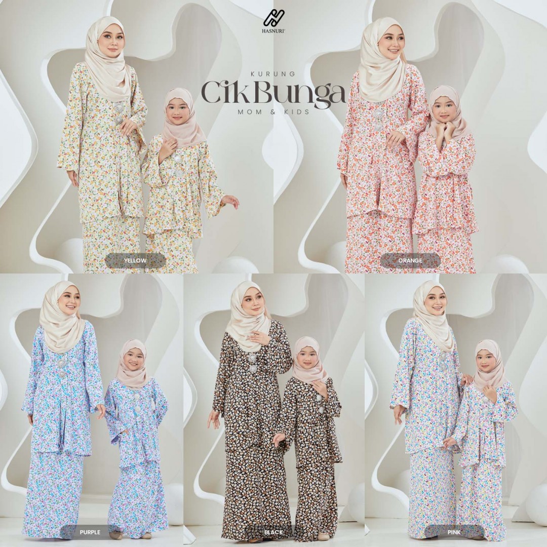 Kebaya Cik Bunga Kids - Pink