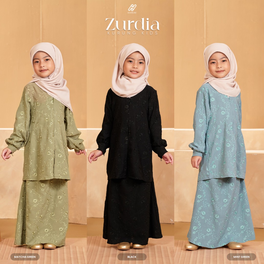 Kurung Zurdia Kids - Matcha Green