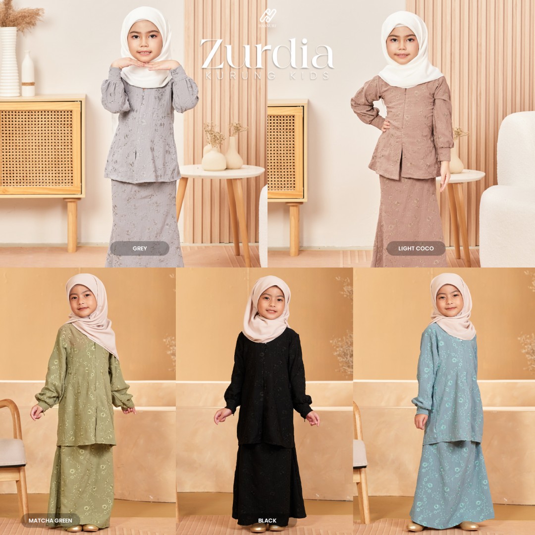 Kurung Zurdia Kids - Grey