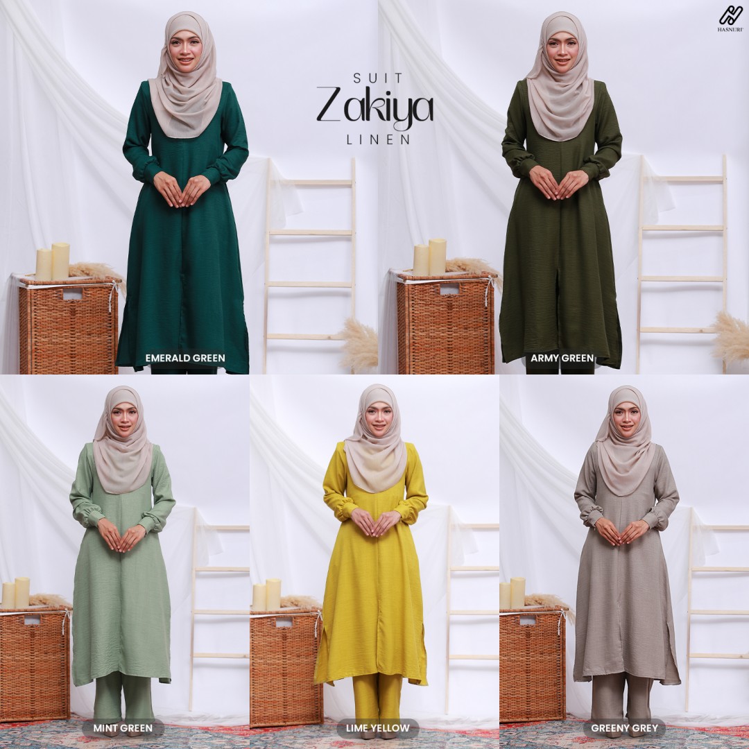 Suit Zakiya Linen - Emerald Green