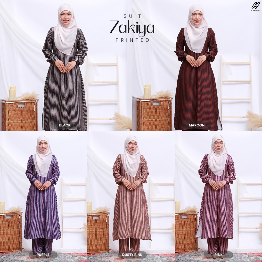 Suit Zakiya Printed - Purple