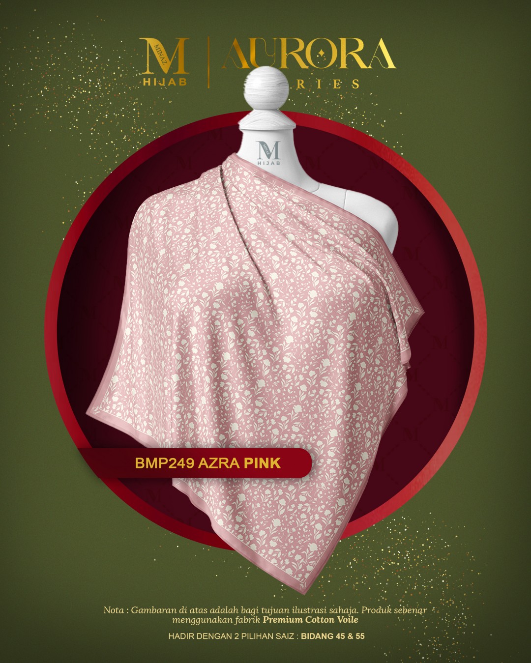 Tudung Bawal Aurora - Azra Pink - B45